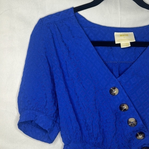 MAEVE BY ANTHROPOLOGIE BLUE BUTTON CROP TOP (SIZE 4) - Picture 4 of 8